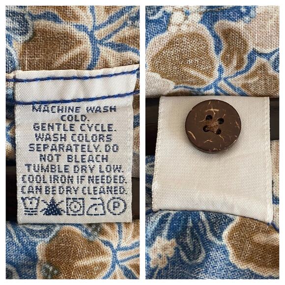 Vintage Reyn Spooner Joe Kealoha Hawaiian Shirt Men XL Blue Tan Florals Aloha - Picture 6 of 7